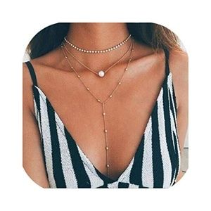 Gold Chain Crystal Choker Necklace
